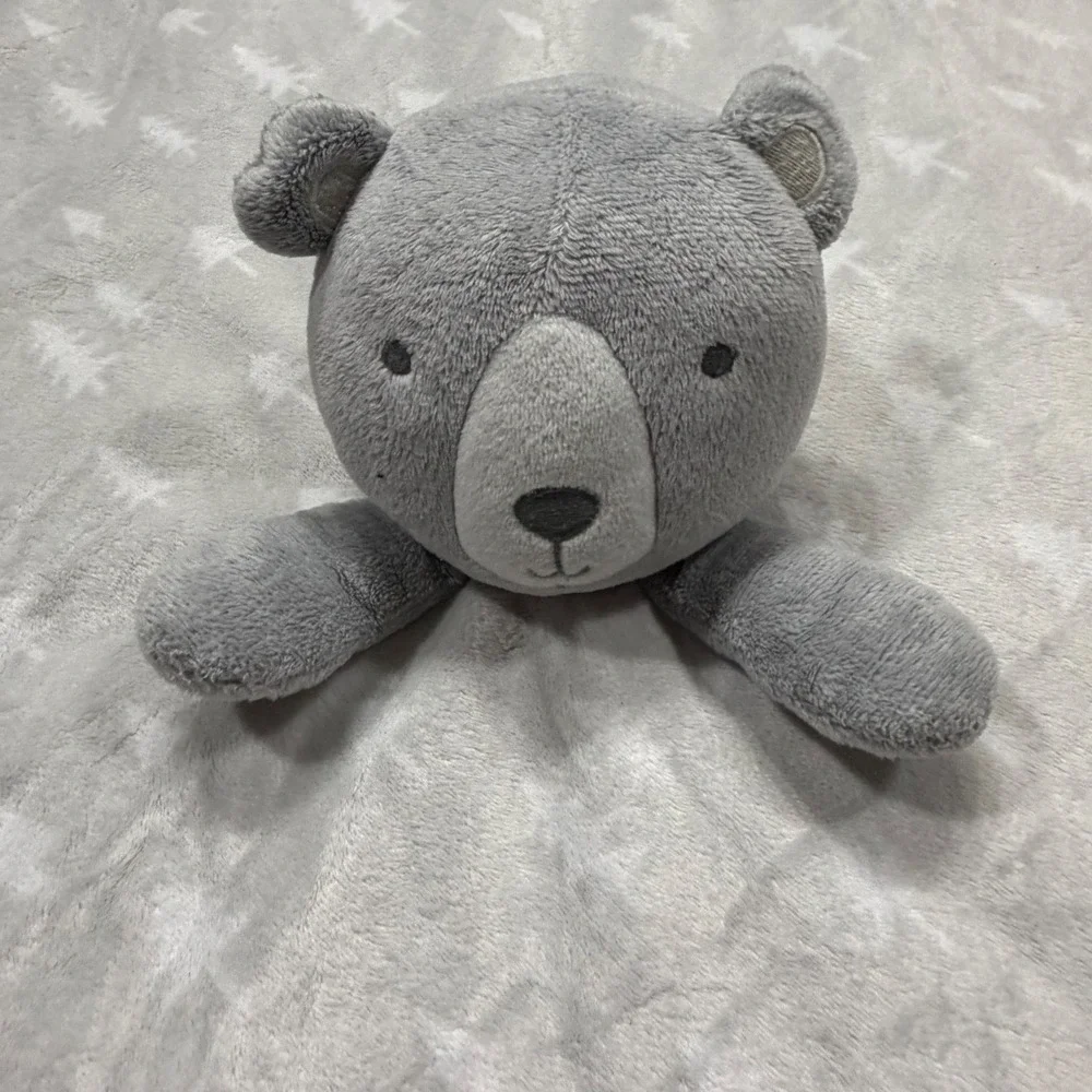 Cloud Island Gray Bear Tree Plush Security Baby Blanket Satin Trim 30x27